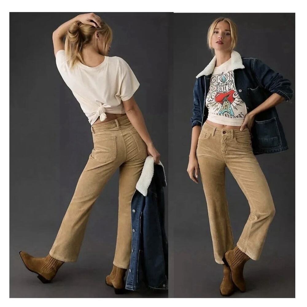 Anthropologie Pilcro Yaya Mid Rise Corduroy Cropped Jeans Size 29